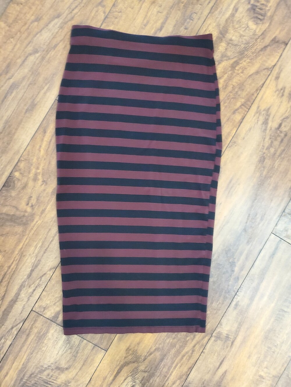 Dorothy Perkins Striped Midi Pencil Skirt Size Small Burgundy Black